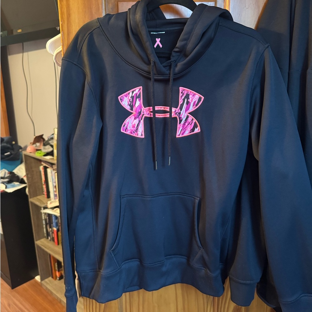 Under Armour Black Hoodie with Vibrant Pink Logo